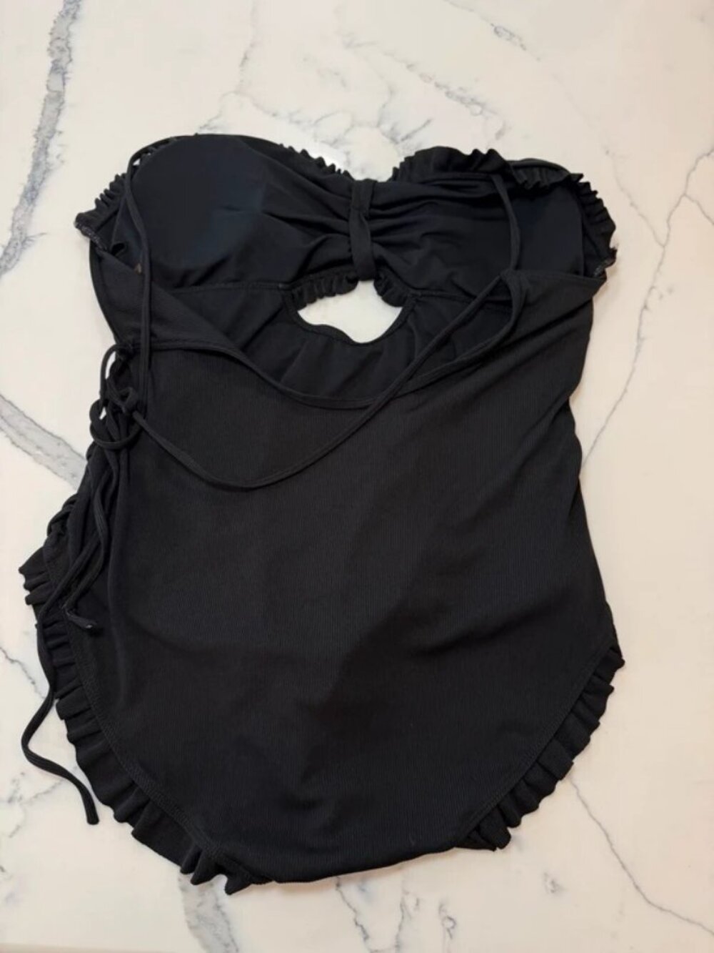 Black Ruffle Keyhole One-Piece Swimsuit Womens 3XL